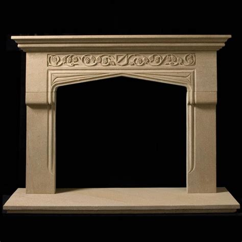 tudor gothic sandstone fireplace